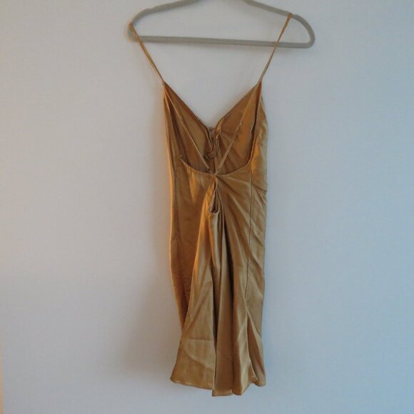 VINTAGE VICTORIA'S SECRET Gold Label 100% Silk Slip Dress in Gold Y2K - Sz L - Picture 8 of 11